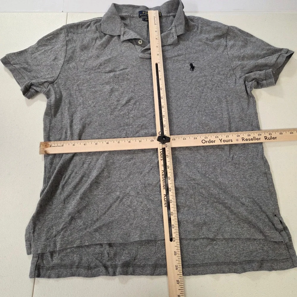 Polo Ralph Lauren Mens Custom Fit Heathered Gray Short Sleeve Polo Shirt Size M